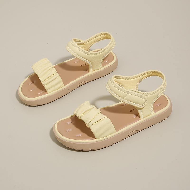 Mode CRLAYDK Mode Flache Sandalen für Damen Strand Pantoletten Sommer Lässig Riemen Klettverschluss Leicht Damenmode Slip-On Hausschuhe