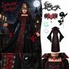 Girls Halloween Witch Costume Lace-Up High Collar Dress Set