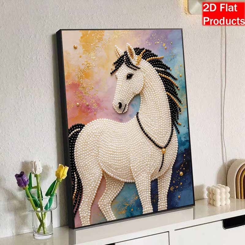 Kit Pittura Perle 3D Design Cavallo Senza Cornice DIY Bead Art Tela Artigianato Fatto a Mano per Arredo Parete Camera da Letto