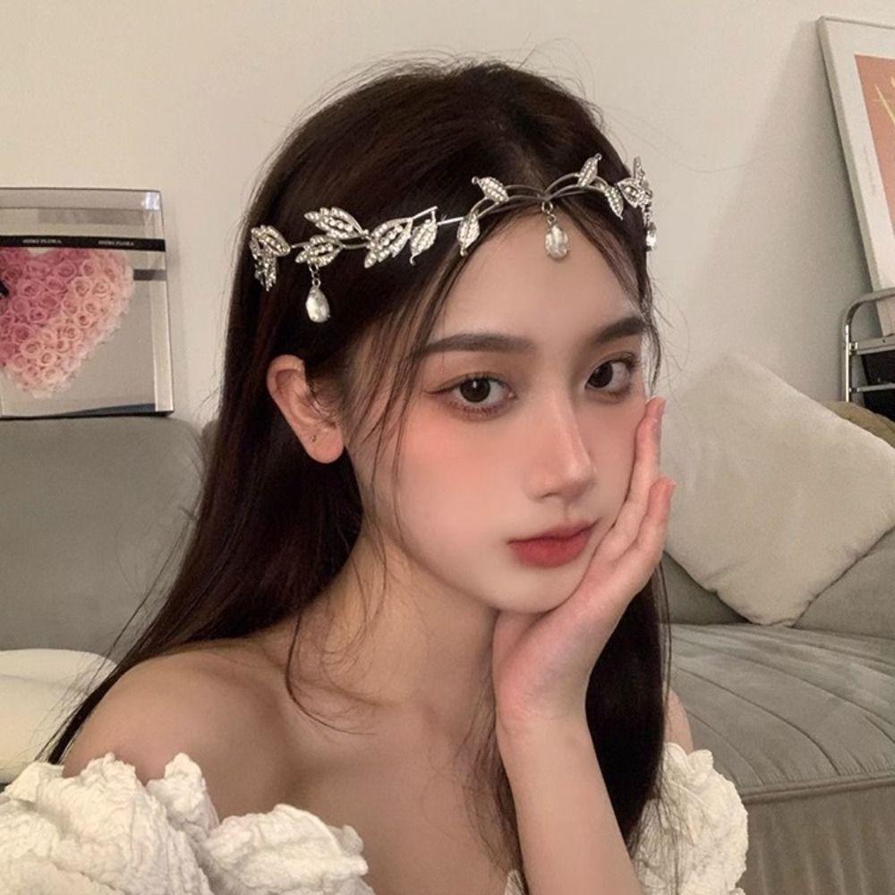 Liście Elficka Tiara Tiara z Cyrkoniami Bandana Styl Vintage Korona Wróżki Kobiety