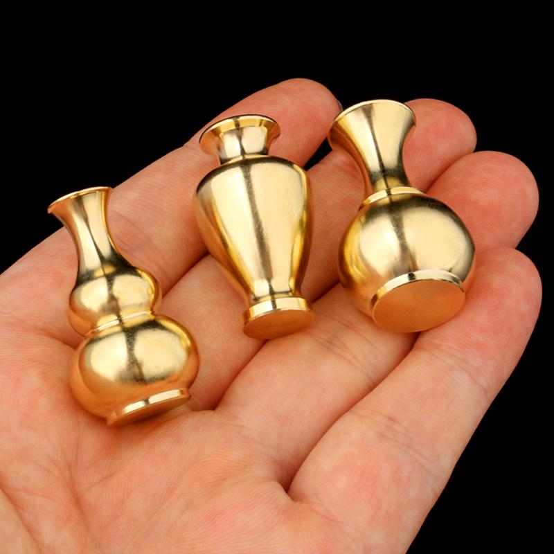 1PC Small Ornaments Portable Home Decor Tea Ceremony Brass Vase Buddhist Supplies Mini Gourd Incense Holder Aromatherapy Stove