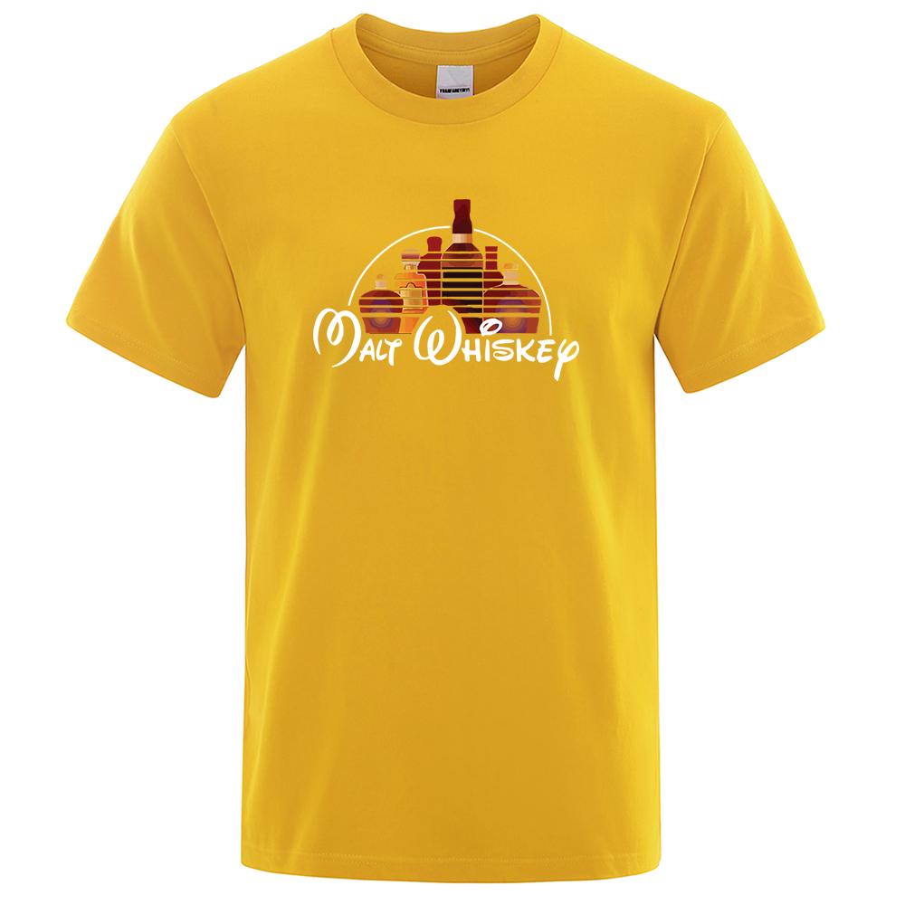 Malt Whiskey Printed T-Shirt Funny Alcohol Drunk Mens Short Sleeve Loose Oversized Tees Fashion Street Clothing Summer Tops