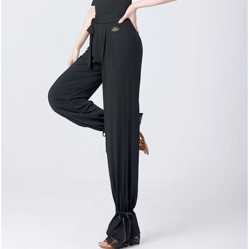 Women Elastic Waist Latin Dance Pants Dance National Standard Dance Ballroom Professional Modern Practice Pant