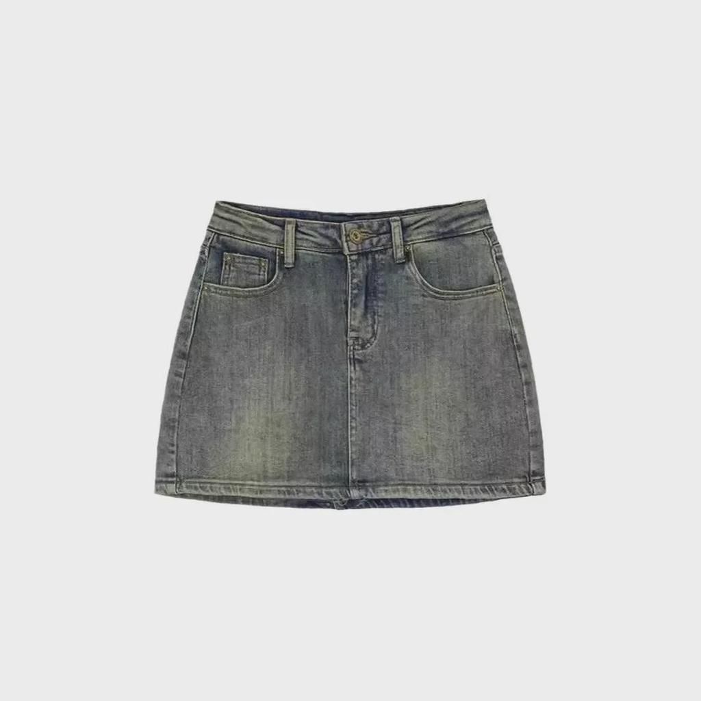 Fustă Denim Retro A-Line cu Talie Înaltă - Anti-Expunere, Croială Slim pentru Vară