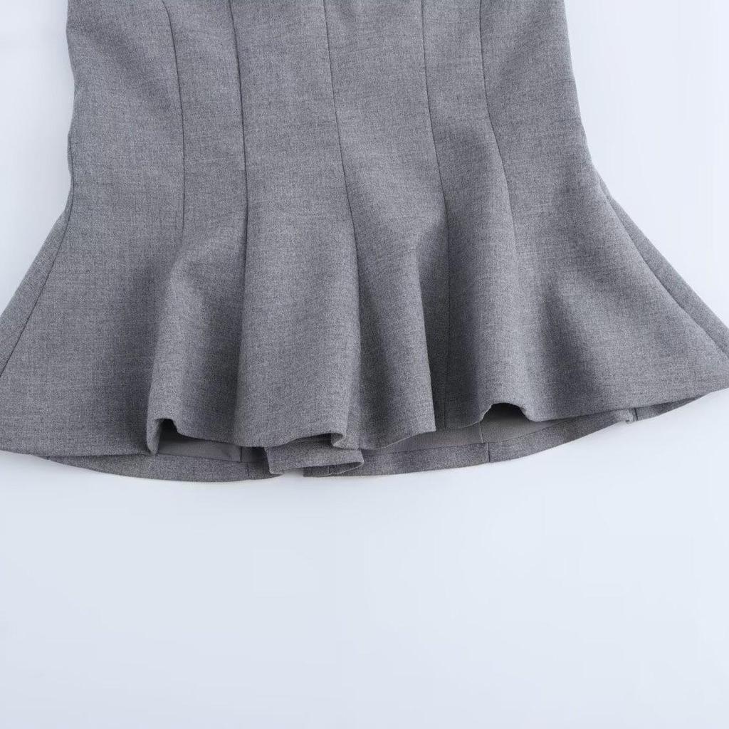 Autumn Women's European Style Versatile Short Skirt and Bandeau Top Set