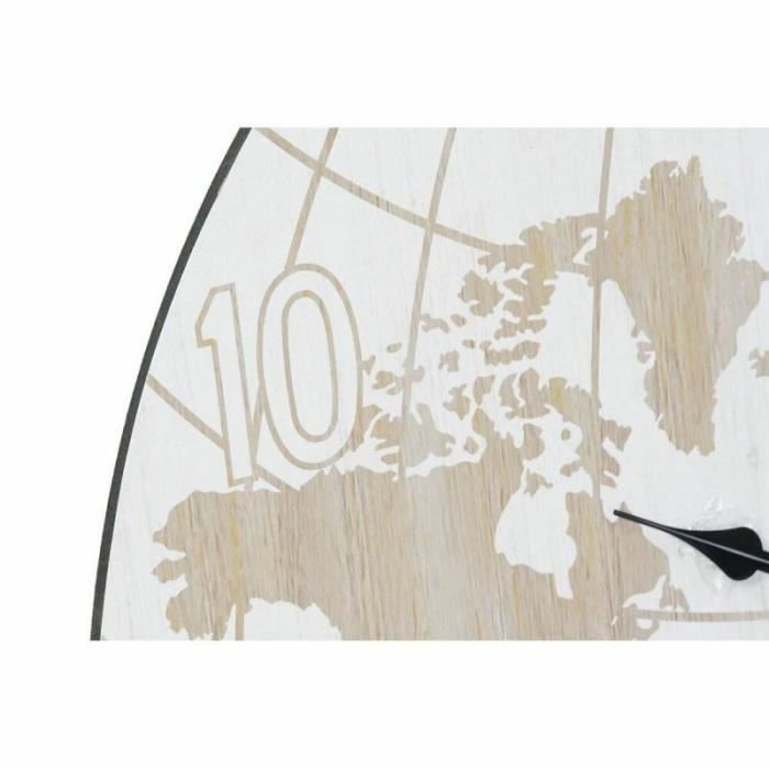 Horloge Murale - LANA DECO - Mappemonde - Métal - MDF - Noir Beige - 58x58 cm
