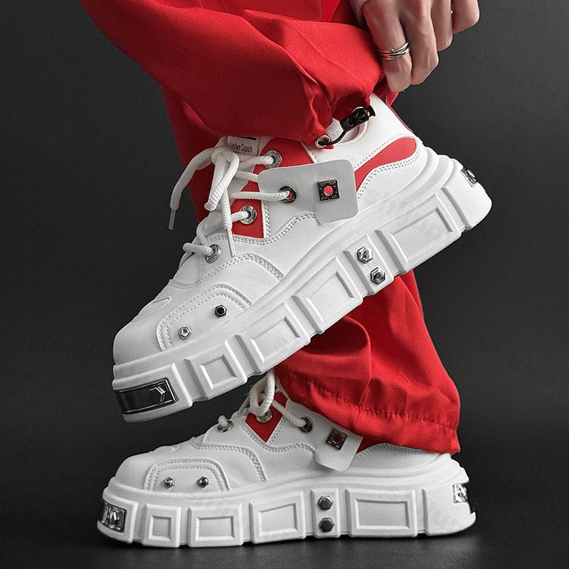 Fashion 2025 New Men's Shoes Niche Design Casual Shoes Punk Style Skateboard Shoe Height Increasing Comfortable Non slip Chunky sneakers
