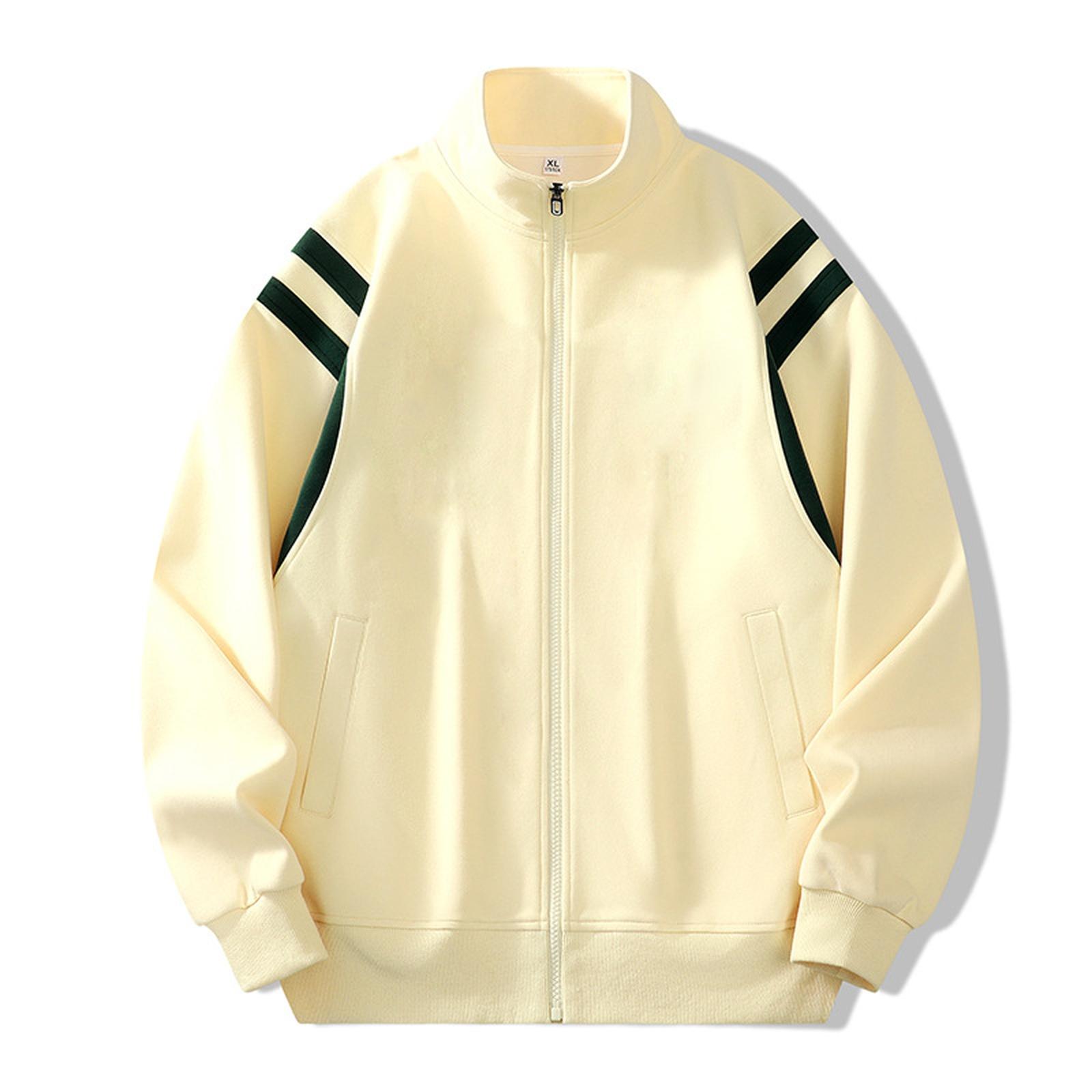 

Мужской новый повседневный кардиган-худи однотонный в полоску свободная куртка стойка воротник на молнии топ XXXL