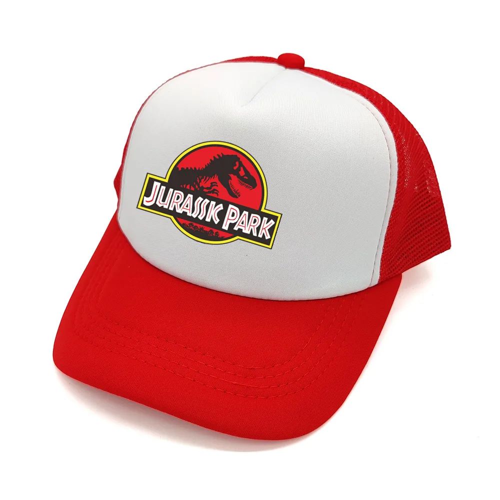 Jurassic Park Trucker Cap Men Funny Jurassic Park Dinosaur Hat Baseball Cap Cool Summer Unisex Mesh Net Caps  Sun Protection Adjustable красный