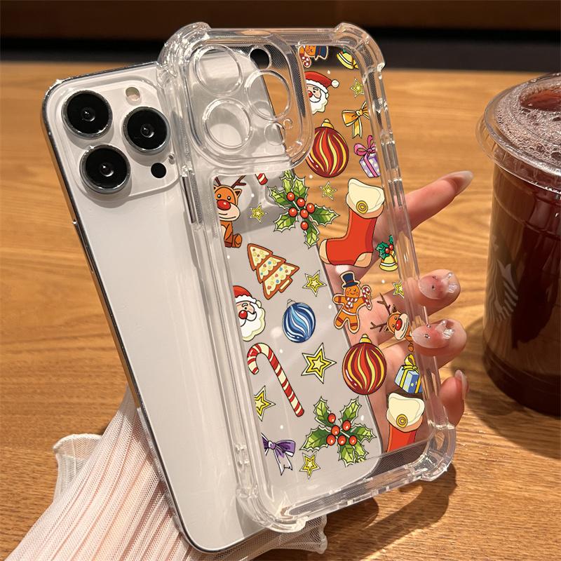 Merry Christmas New Year Gifts Transparent Tpu Phone Case For iPhone 16 15 14 13 12 11 Pro Max SE2 X XS XR 7 8 Plus Clear Cover