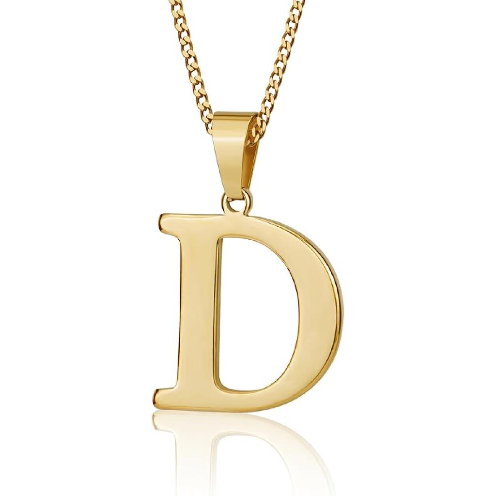 Suweibuke Initial Necklace for Men Women Boys Girls, 18K Gold Plated 26 Letters Pendant Necklace, Personalized Jewelry Gifts