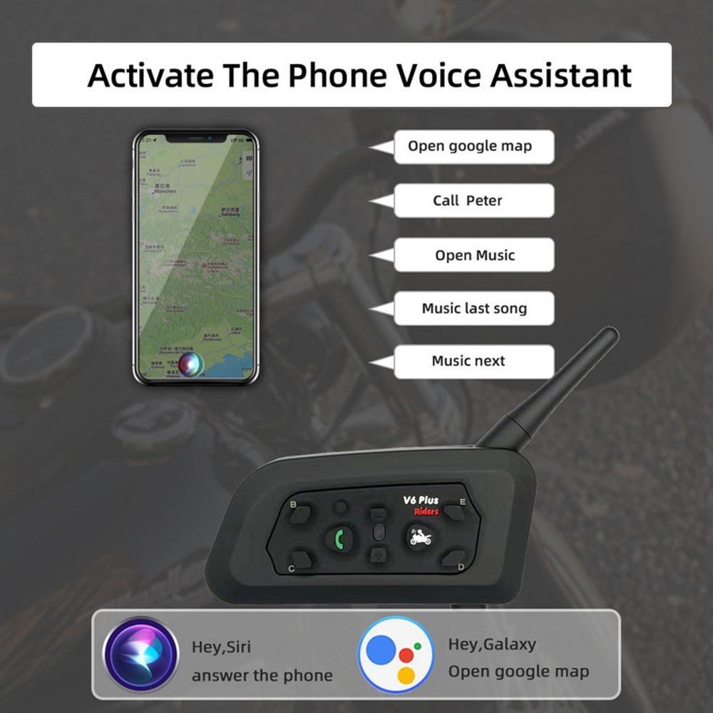 Zestaw słuchawkowy Bluetooth V6 Plus Smart Motorcycle, obsługa telefonu z muzyką GPS, wodoodporny interkom wielofunkcyjny