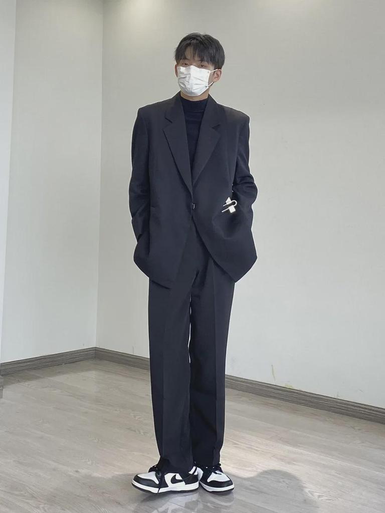 Unisex White Korean Casual Suit Jacket for Autumn/Winter