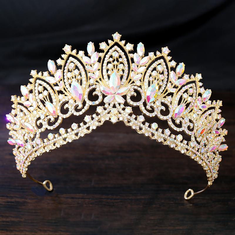 Royal Queen AB Green Crown Big Diadem Bride Tiara Crowns for Women Bridal Wedding Party Crown Hair Dress Jewelry Accessories
