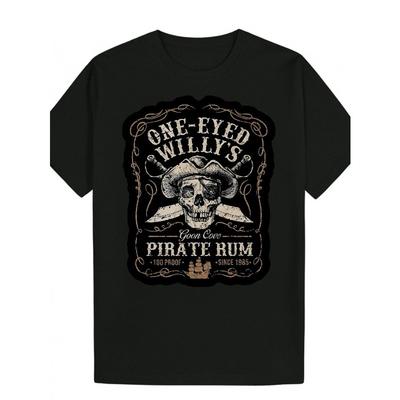 European Sizes Men'S Vintage Pirate T-Shirt - One-Eyed Willy'S Pirate Rum Graphic Tee with Skull & Crossbones, Casual Shirt for Pirate