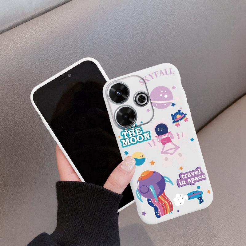 

Fashion Astronaut Soft Silicone Case For Xiaomi Redmi Note 13 Pro 13C 14T Poco C65 Samsung A55 M35 S24 Huawei Honor 200 iPhone Realme Shockproof Cover Realme 12 5G білий