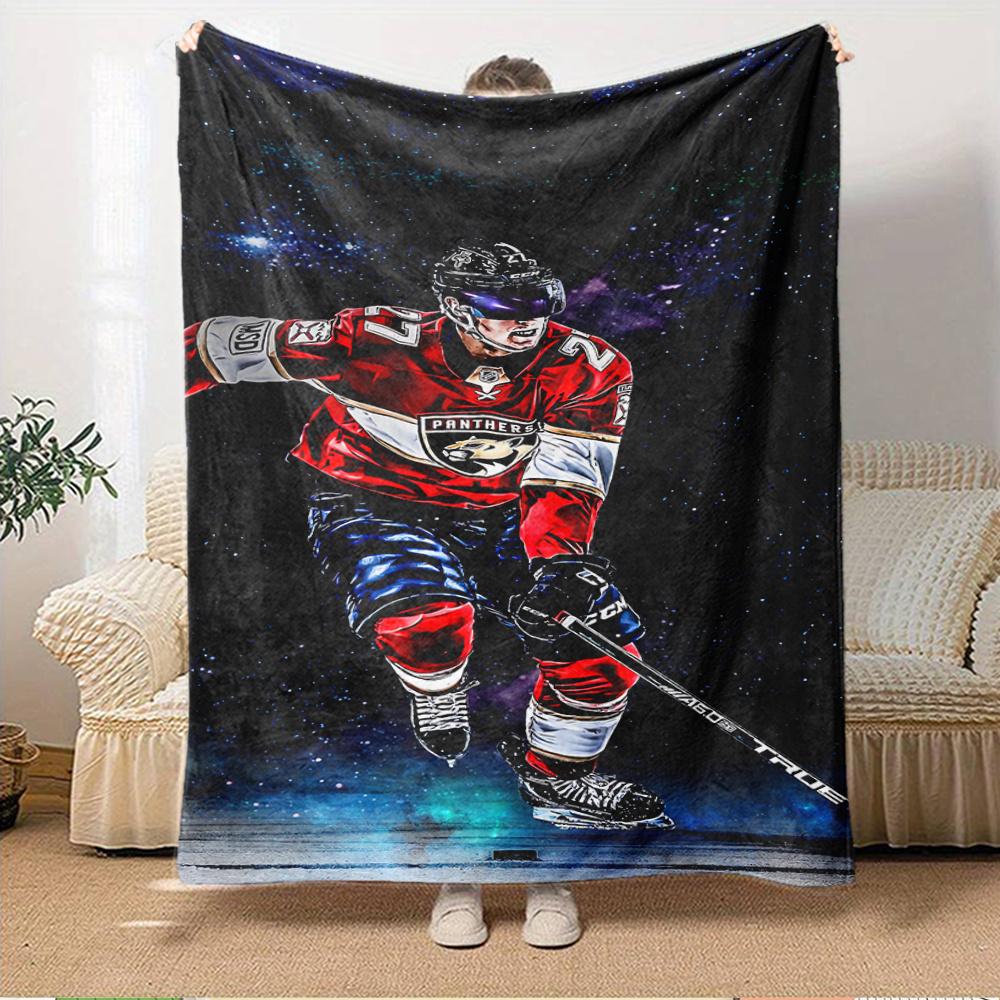 

For Hockey,Ice,Night Sky-Themed Flannel Blanket, Glam Style, Digital Print, All-Season Comfort, Tear-Resistant, Knitted Craftsmanship, Polye 150x180cm