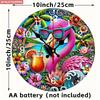 Flamingo Wall Clock. Tropical Beach Theme for Kitchen, Living Room or Gift.