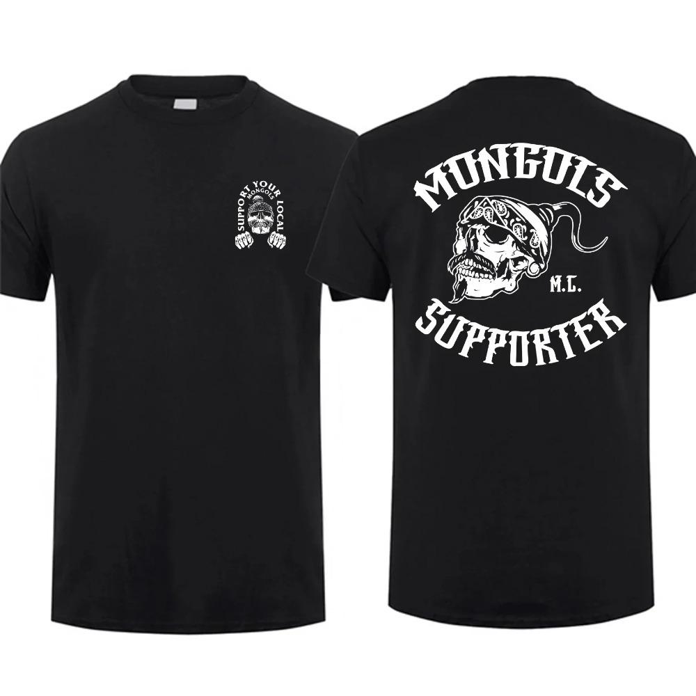 

Потрясающие футболки Мужская футболка Повседневная Оверсайз Базовая Логотип Mongols Мотоциклетный Союз Футболка Мужские футболки Графическая Уличная одежда S-3XL XXXXXL чёрный