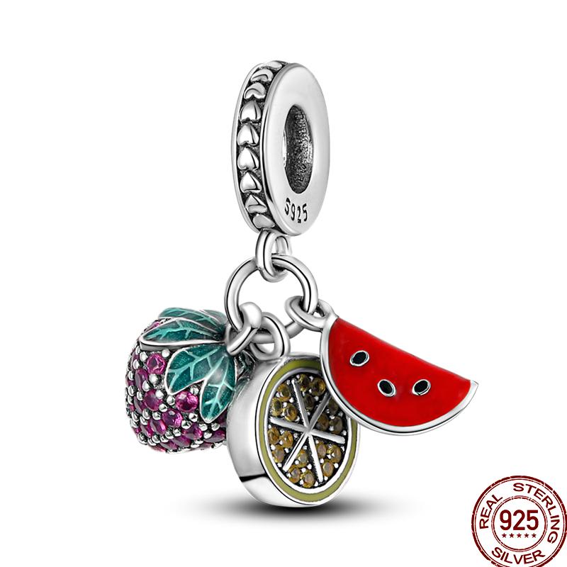 New Copper Avocado Pineapple Coffee Bean Tomato Charm Beads Suitable Fit 3Mm Original Bracelet Diy Jewelry