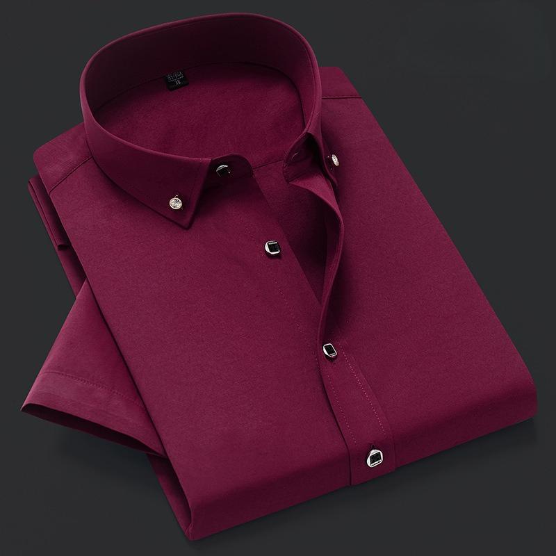 

Мужская деловая однотонная рубашка с короткими рукавами 44 красный