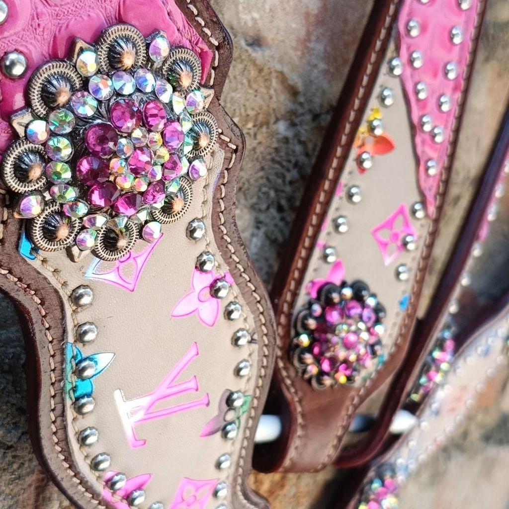 WILDRACE Premium Horse Show Saddle Tack Western Leather Headstall Breast Collar (Two Sets)