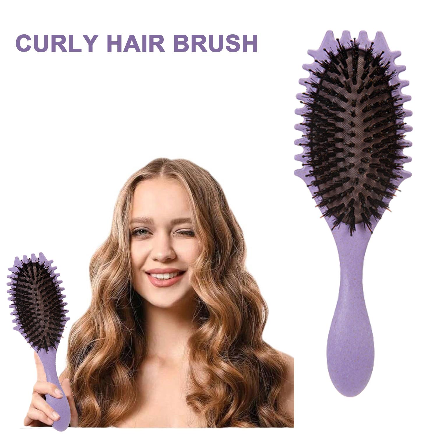 

Щетка для вьющихся волос — кисть для определения локонов Bounce, кисть для укладки из кабаньей щетины для придания формы и выделения локонов, кисть для завивки для женщин фиолетовый