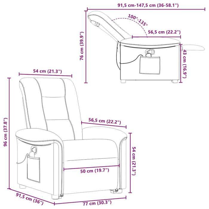VidaXL Fauteuil inclinable de massage Crème Tissu, fauteuil inclinable élévateur, fauteuil inclinable pour personnes âgées, 3303272