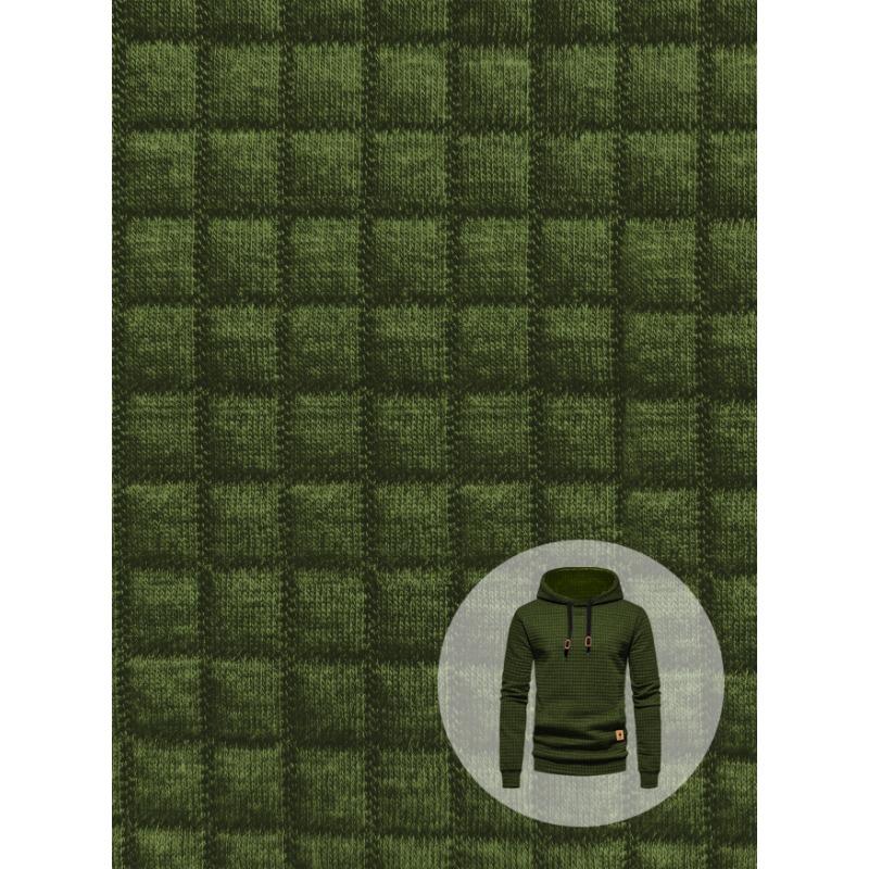 Mens Waffle Knit Hooded Sweatshirt Casual Loose Pullover Long Sleeve