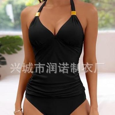 El nuevo traje de baño bikini sexy multicolor de cuello en V con abertura en el cuello para mujer es fino