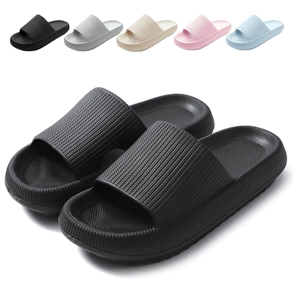 Cloud Sliders Women Men Cushiony Slippers with Thick Outsole, Anti-Slip Waterproof Pillow Sliders for Bathroom, Pool and Outdoor
