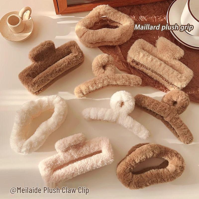 Large Plush Hair Clip: Autumn/Winter Volumizing Shark Clip for Women
