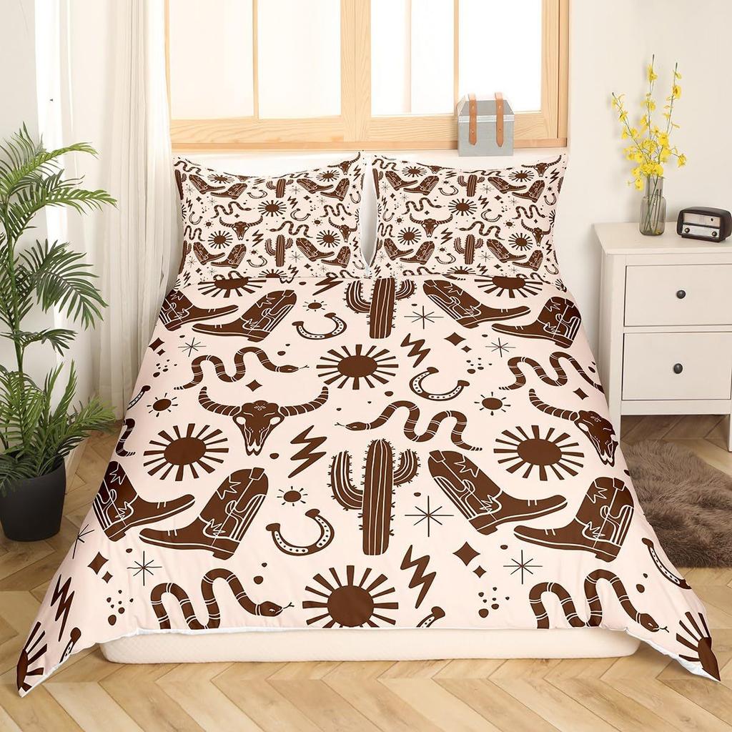 Western Cactus Three-Piece Quilt Cover 3D Digital Printing Bedding Set Bed Cover
