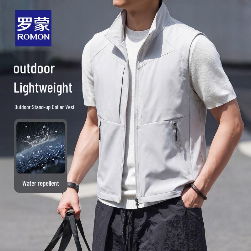 ROMON Men s Stand Collar Casual Vest MJ2820 2XL серый