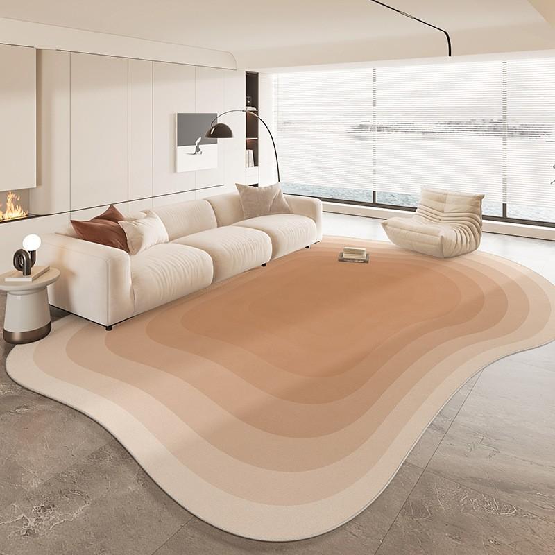 Modern Abstract Irregular Shape Area Rug Living Room Bedroom Non-Slip Washable Floor Mat Minimalist Cream Style