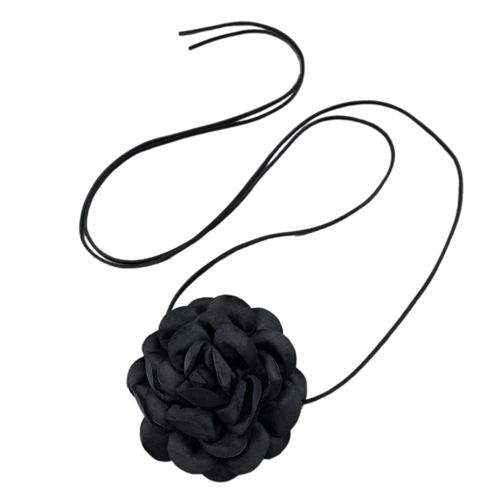 

Элегантное цветочное колье-чокер Стильный готический тканевый цветочный воротник Чокер из искусственных цветов Идеальный подарок для женщин, девушек чёрный