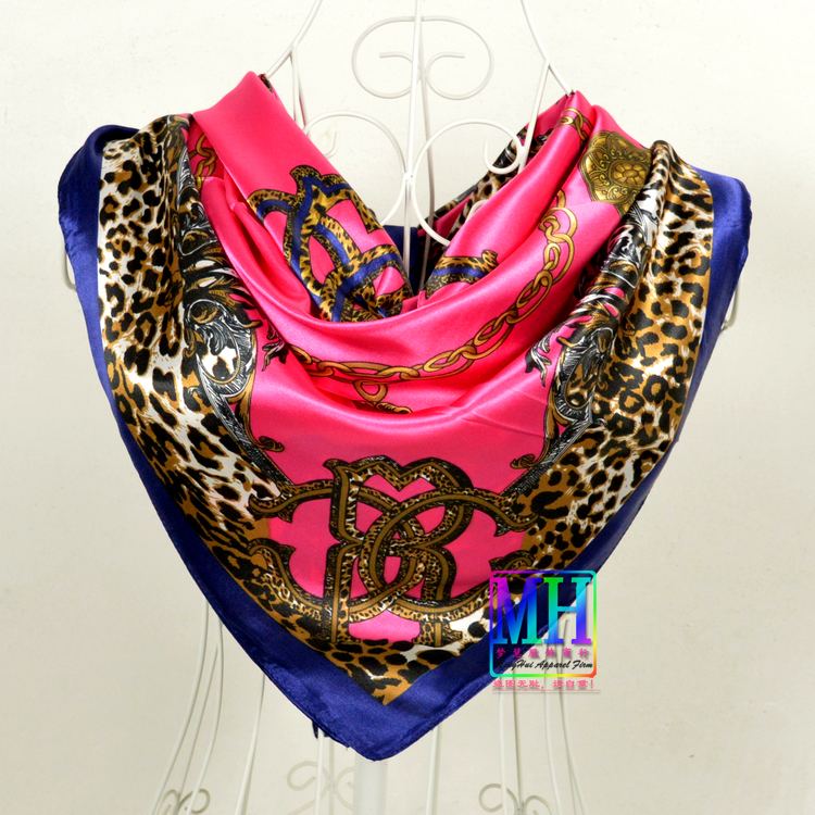 [BYSIFA] China Silk Scarf Shawl For Women  Winter Peony Chain Design Large Square Scarves Wraps Spring Autumn Head Scarves