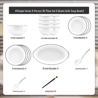 Nordic Style Ceramic Dinnerware Set - 36 Pieces (8-Person)