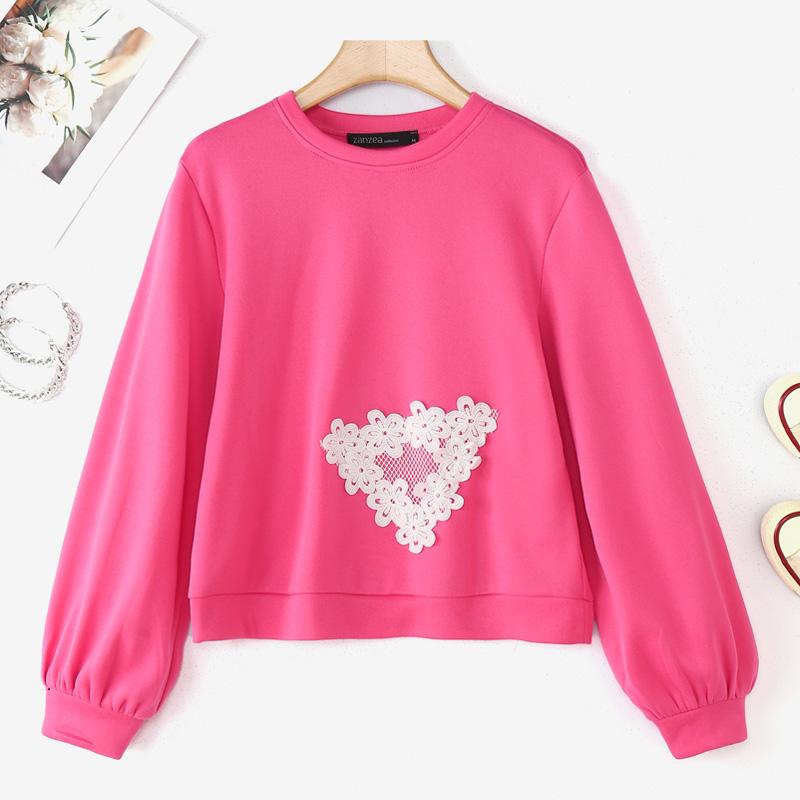 ZANZEA Moteriški kasdieniai apvalaus kaklo ilgomis rankovėmis rudeniniai megztiniai