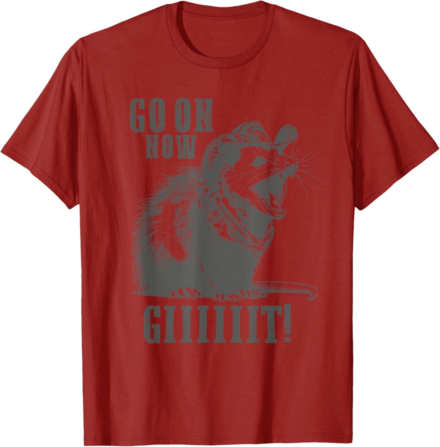 Design vintage Cowboy Opossum - Go On Now Git Western T-shirt unisexe S разноцветный