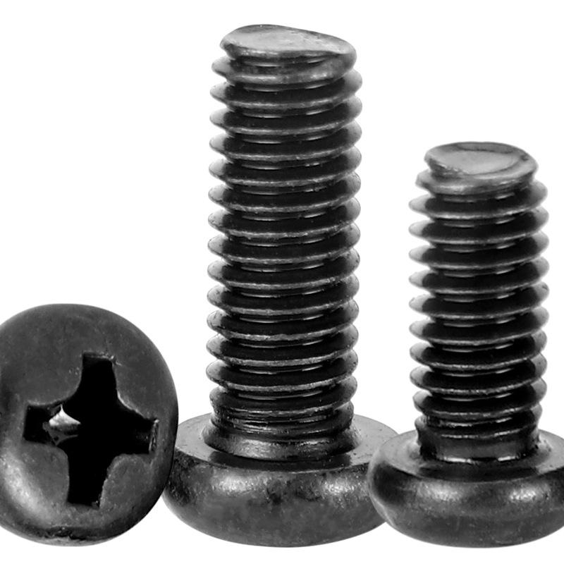 PM Black Cross Round Head Quenched Machine Screw - M2 To M4