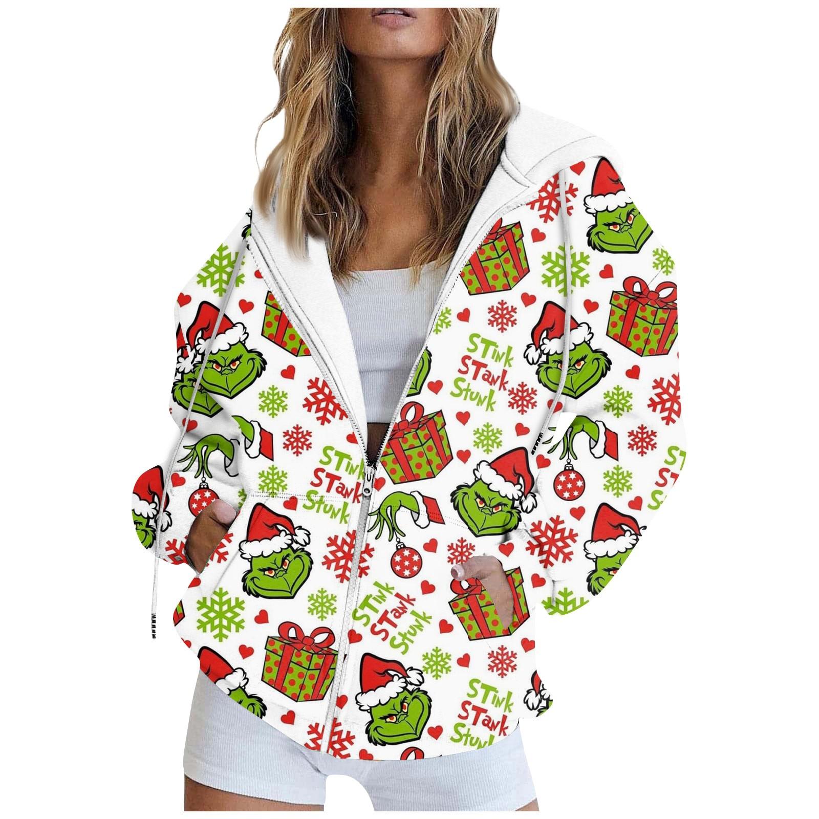 

Women s Fashion Casual Printed Sweatshirt Winter Long Sleeve Pocket Cardigan Jacket Zipper Hoodie Coat XL зелёный