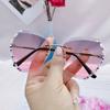 Vintage Fashion Oversized Rimless Sunglasses Women  Luxury Brand Design Sexy Diamond Square Sun Glasses For Female
