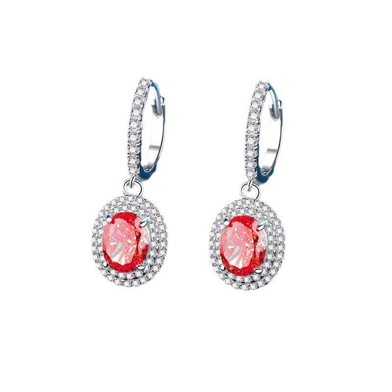 S925 Sterling Silver Radiant-Cut High Carbon Diamond Multicolor Earrings - Women's Luxury Fashion Ice Flower Design