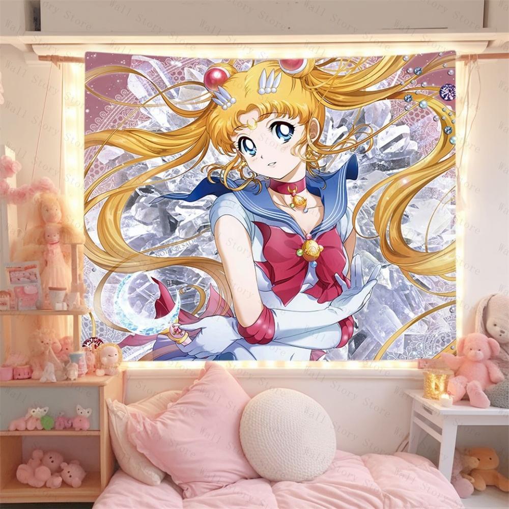 Sailor moon Anime Wall Tapestry Aesthetic Room Decor For Teen Girls Bedroom Tapestry Living Room Tapestry Dorm Decoration