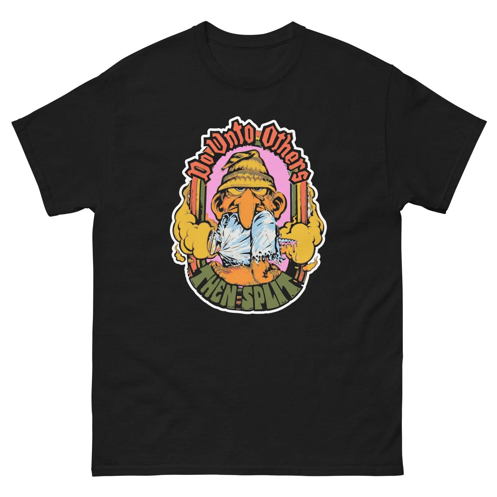 

Do Unto Others Then Split Graphic Tee 100% Cotton T-shirt Mens Tees Top Unisex classic tee 2XL