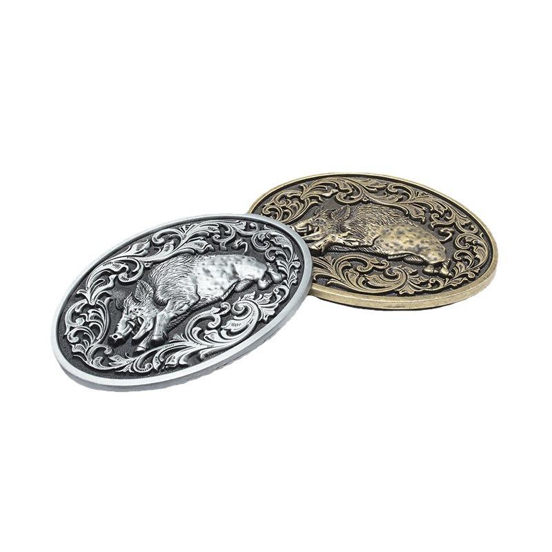 Trendy Wild Boar Leather Hip Hop Western Cowboy Belt Buckle
