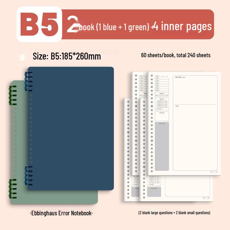 B5 Spiral Bound Loose-leaf Notebook with Colorful Retro Cover for Study and Office Use