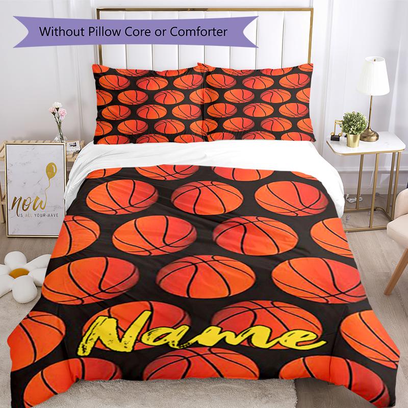 3pcs Custom Name Basketball Bedding Set Duvet Cover Closure Includes 1 Duvet Cover & 2 Pillowcases, Soft and Comfortable for All Seasons.