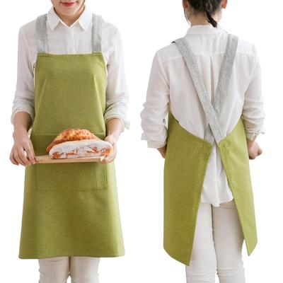JIAHU Schürze für Männer und Frauen, Nackenband, Café-Stil, Einfach, Stilvoll, Niedlich, Nordisches Design, Bedeckt den unteren Teil, mit Tasche, Unisex (Grün)